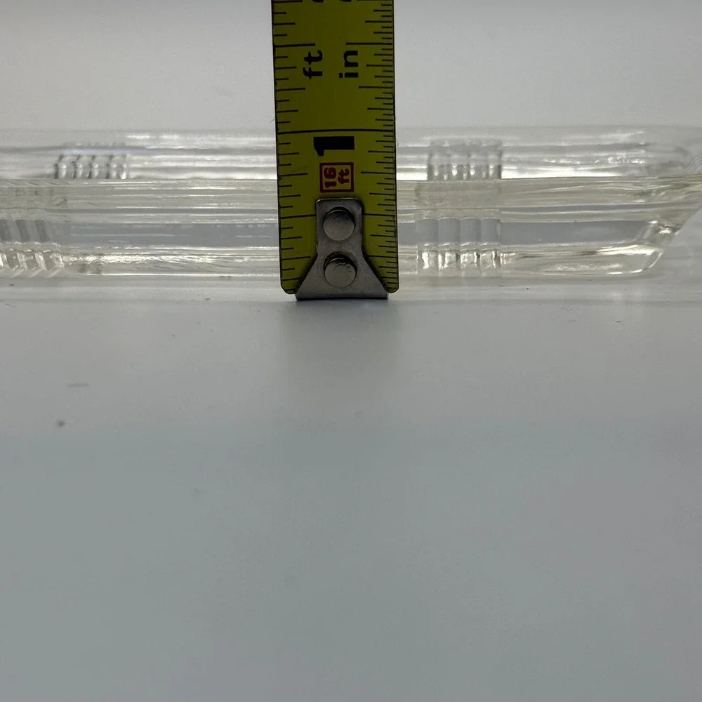 Vintage Clear Glass Butter Dish Tray Plaid Geometric Pressed Pattern